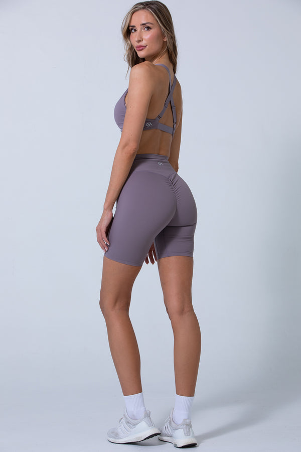 Women's athletic shorts with scrunch - side view