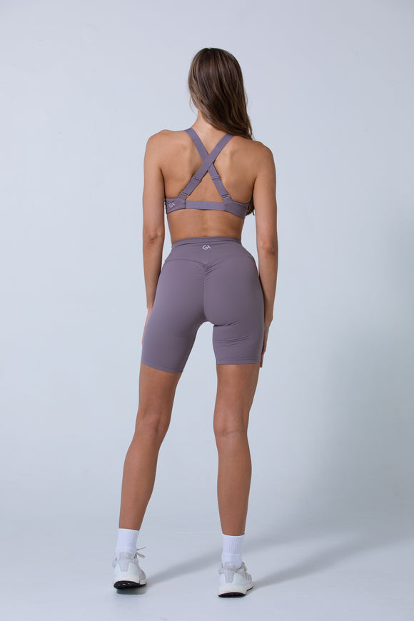 Women's athletic shorts with scrunch - back view